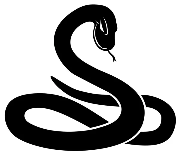 Serpente preta em branco . —  Vetores de Stock