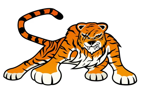 Tigre sobre fondo blanco . — Vector de stock