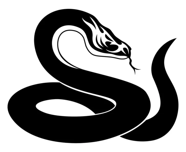 Serpente preta em branco . —  Vetores de Stock