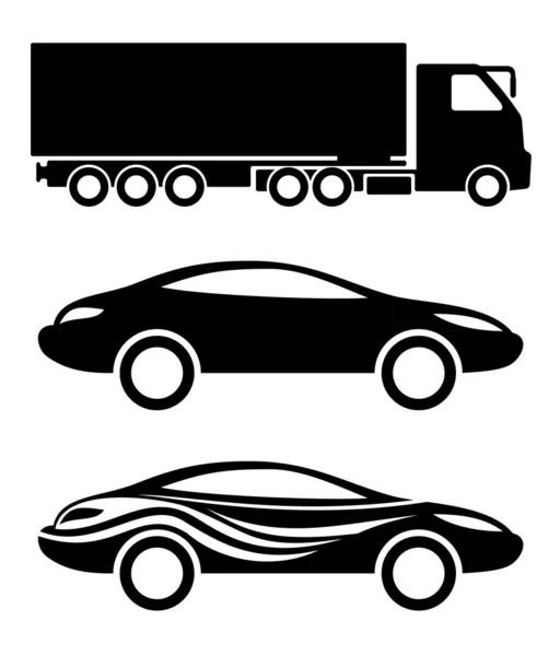 Transport ikoner på vit. — Stock vektor