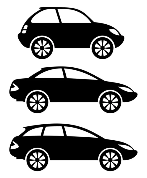 Zwarte auto's op wit. — Stockvector