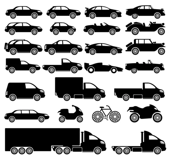 Iconos de transporte en blanco . — Vector de stock