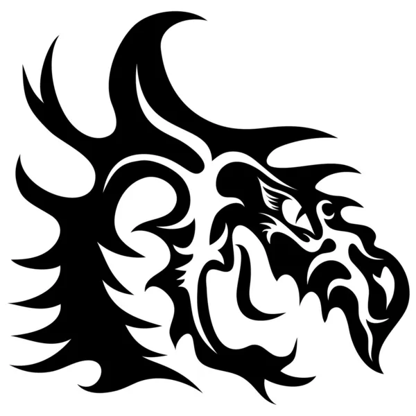 Tête de dragon sur blanc . — Image vectorielle