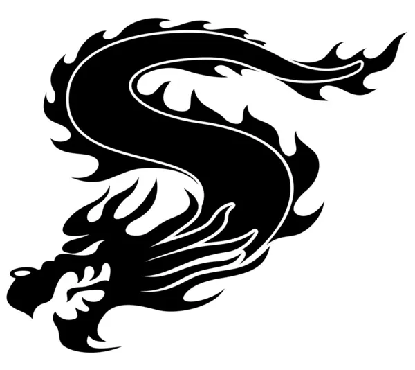 Dragon noir sur blanc . — Image vectorielle