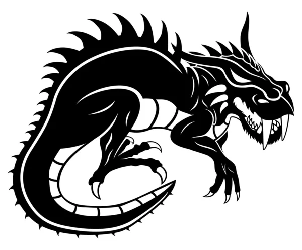 Чорний дракон на білому . — стоковий вектор