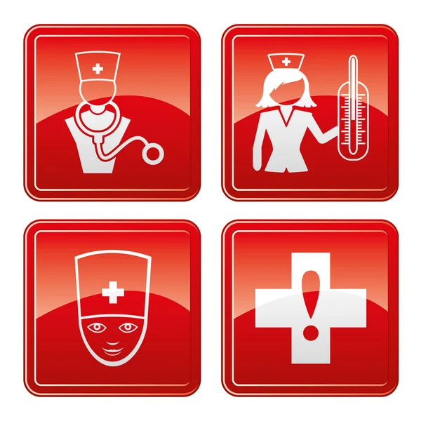 Iconos rojos médicos . — Vector de stock