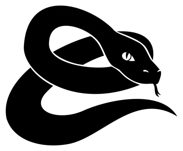 Serpiente negra sobre blanco . — Archivo Imágenes Vectoriales