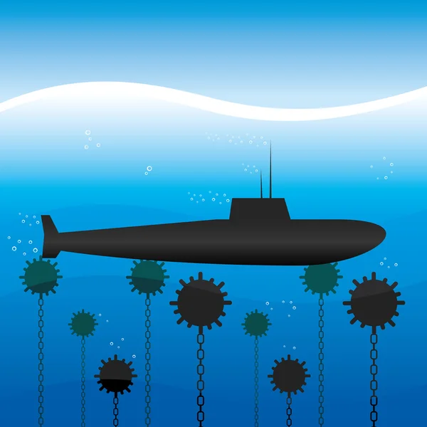 Ilustração vetorial. Submarino . —  Vetores de Stock