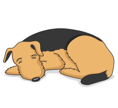 beyaz zemin üzerine karikatür köpek.