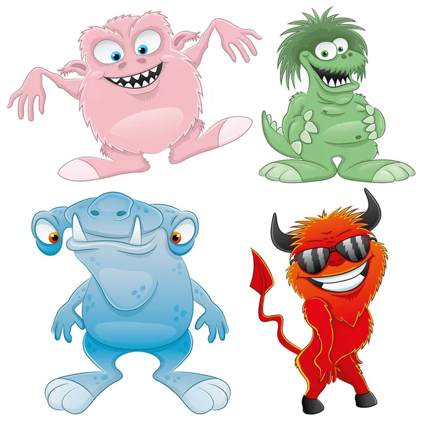 Cartoon monster set. — Stockvector