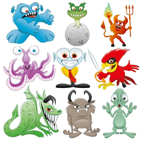 Cartoon monster set. — Stockvector