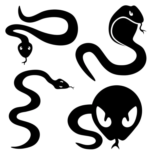 Iconos de serpiente negra . — Vector de stock