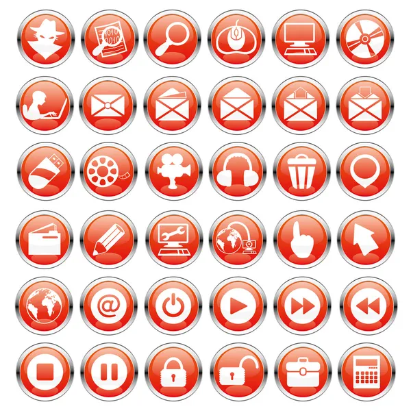 Red icons. Computer concept. — Stock Vector