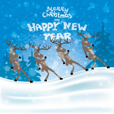 Christmas illüstrasyon. Geyikler.