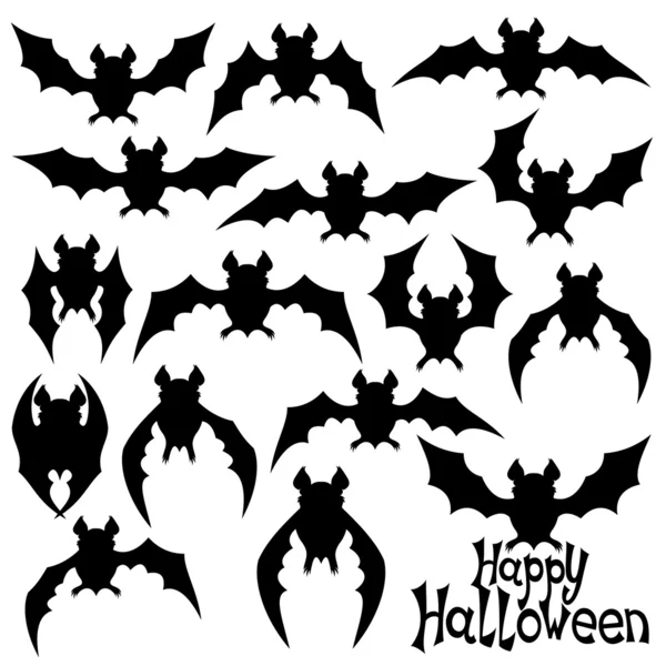 Silhouette di pipistrello su bianco . — Vettoriale Stock