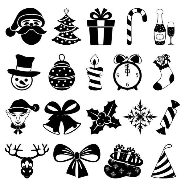 Kerst iconen op wit. — Stockvector