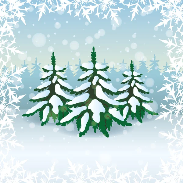 Zimowej przyrody. drzewa. — Wektor stockowy