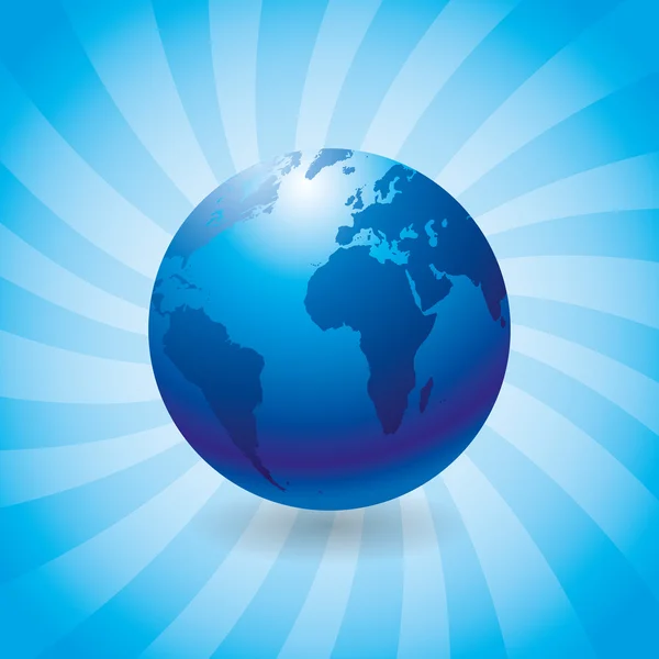 Earth icon on blue background. — Stock Vector