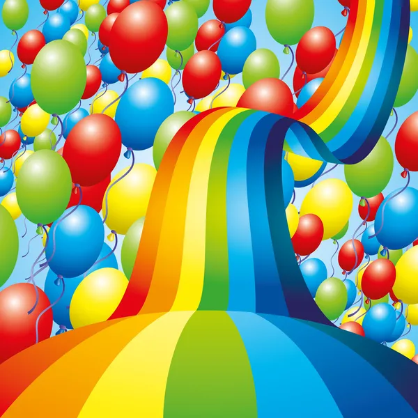 Hintergrund. Luftballons und Regenbogen. — Stockvektor