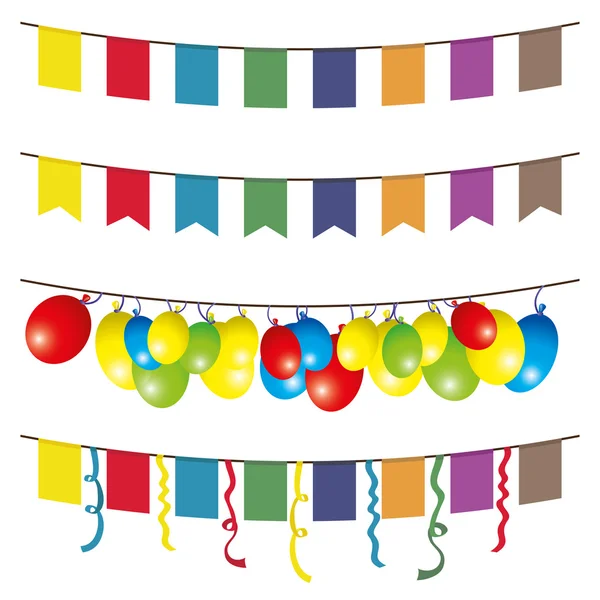 Garlands. Flags and balloons. — Stock Vector