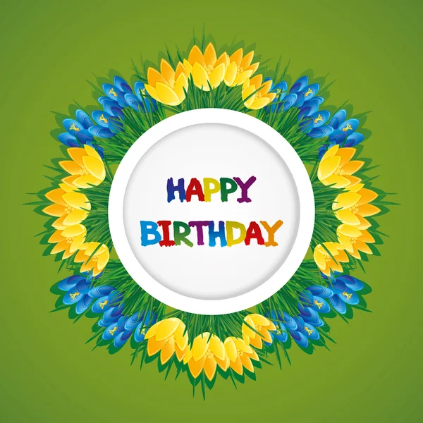 Happy Birthday floral sign. — Stock Vector