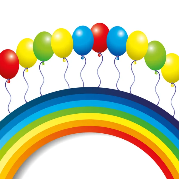 Regenboog en ballonnen. — Stockvector