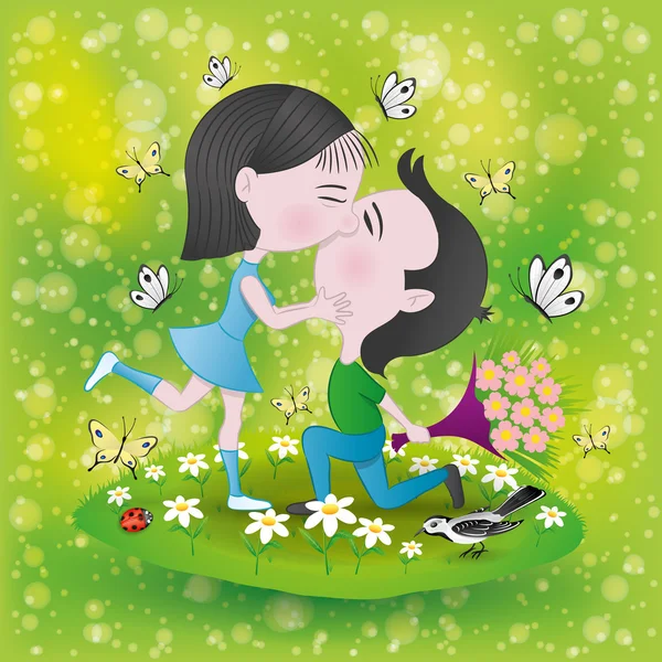 Illustration vectorielle. Couple romantique . — Image vectorielle