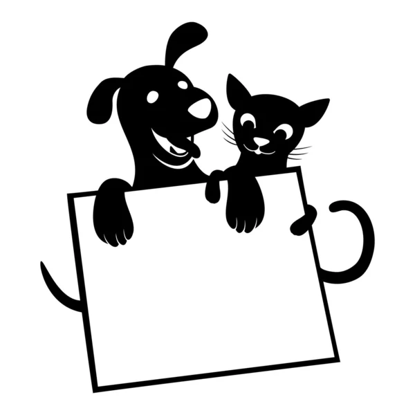 Vector sign. Cat and dog. — Stock Vector