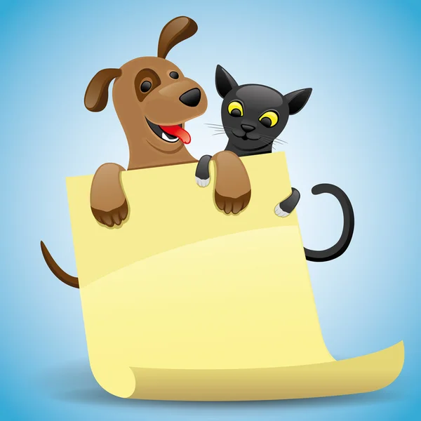 Kočka a pes. — Stockový vektor