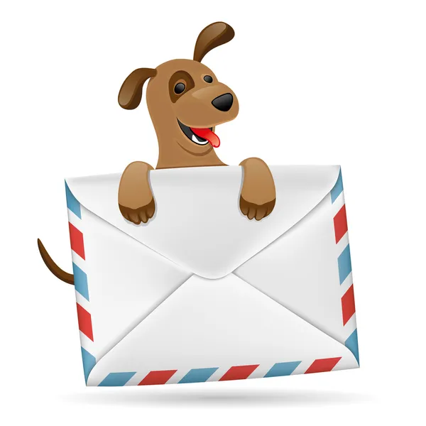 Hond met envelop. — Stockvector