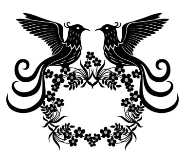 vektör bir işaret. kuşlar ve çiçekler.