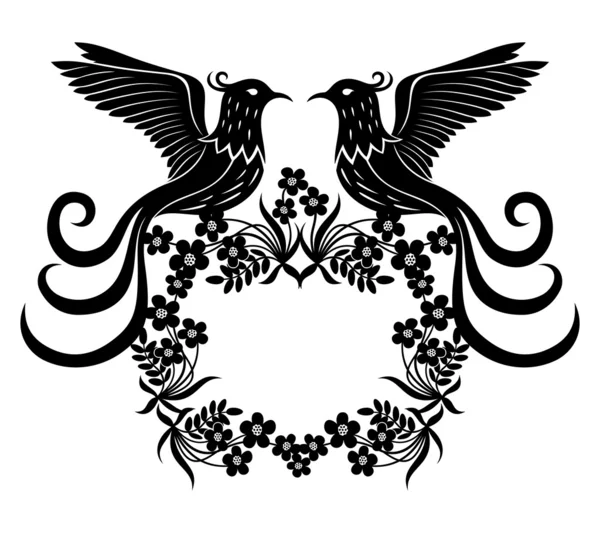 Signo vectorial. Aves y flores . — Archivo Imágenes Vectoriales