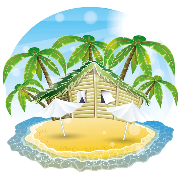 Ilustración vectorial. Playa tropical . — Vector de stock