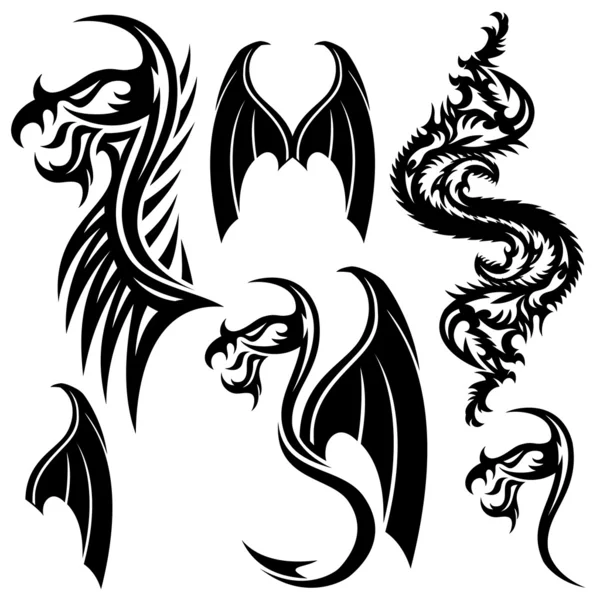 Vector set. Tattoo elements. — Stock Vector