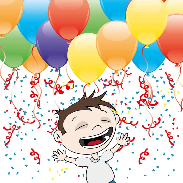 Balloons and happy child. — Stock Vector