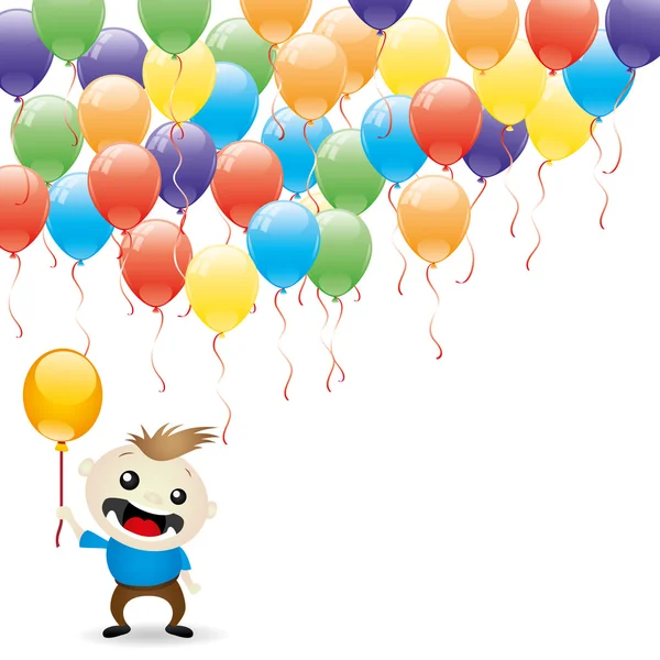 Balloons and happy child. — Stock Vector