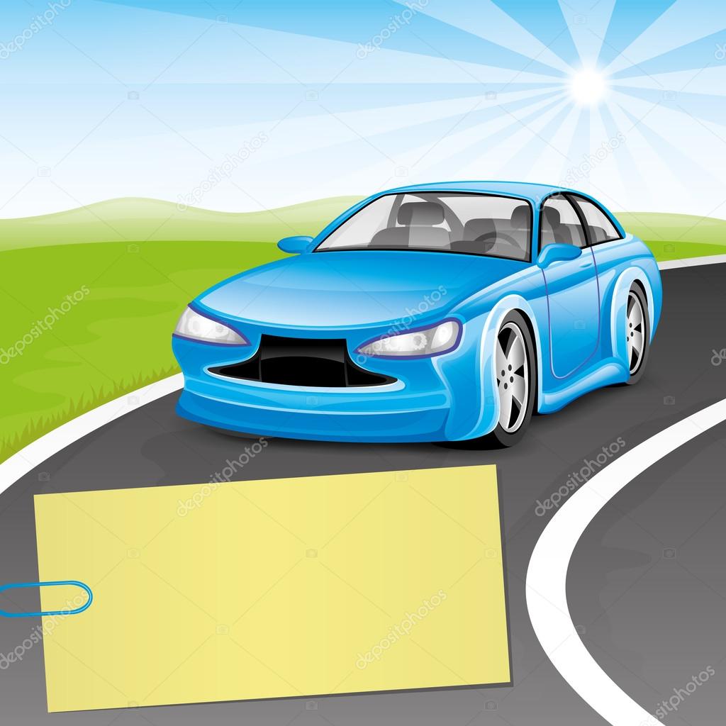 Vector banner. Car on the road.