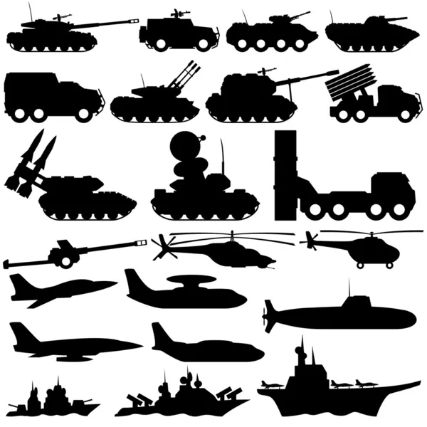 Signes vectoriels. Matériel militaire . — Image vectorielle