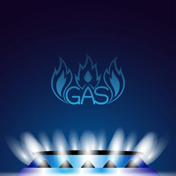Εικονογράφηση Καυστήρα Αερίου Και Φυσικό Αέριο Μπλε Φόντο — Διανυσματικό Αρχείο