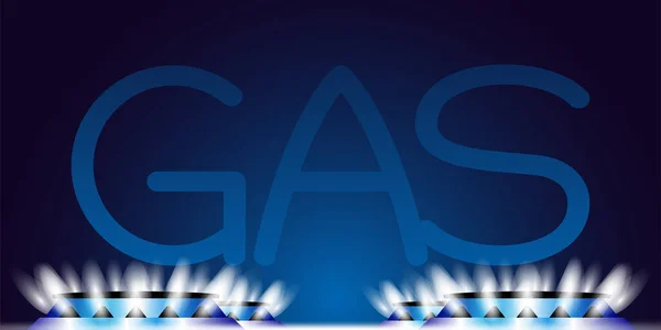Illustrazione Con Bruciatori Gas Gas Naturale Fondo Blu — Vettoriale Stock