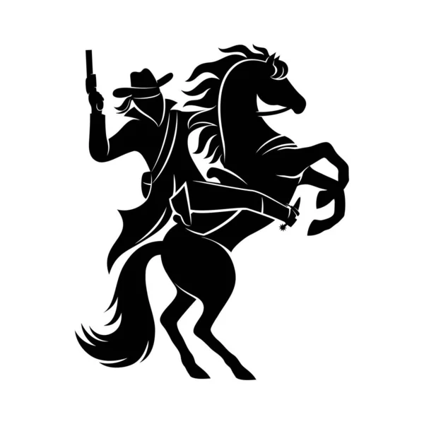Ilustração Cowboy Com Revólver Montando Cavalo Fundo Branco —  Vetores de Stock