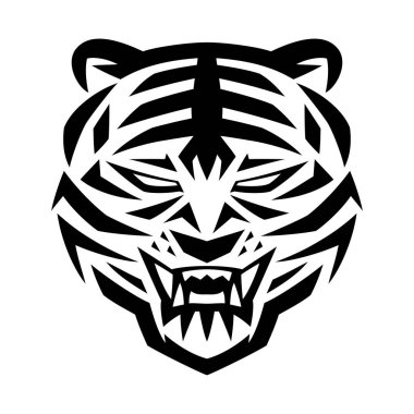 Beyaz arka planda kaplan kafası resmi.