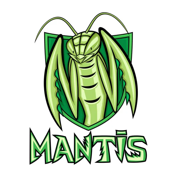 Mantis Inseto Verde Escudo Fundo Branco Ilustrações De Stock Royalty-Free