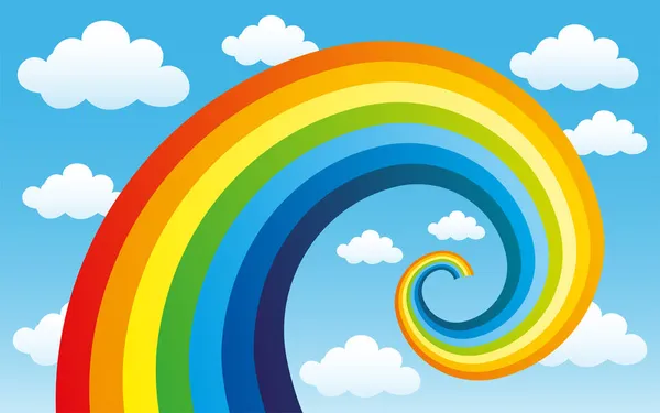 Heldere Regenboog Wolken Blauwe Hemel — Stockvector