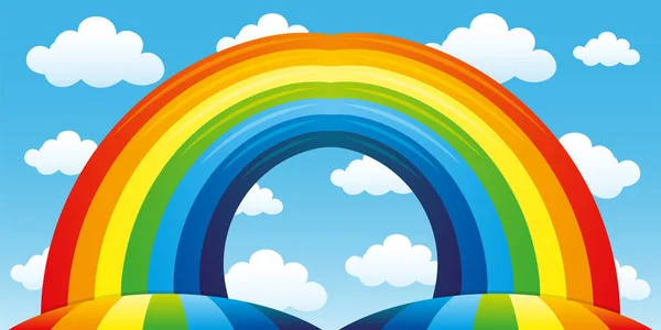 Heldere Regenboog Wolken Blauwe Hemel Vectorbeelden