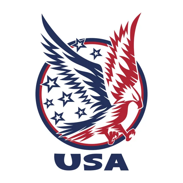 Beyaz arkaplanda izole edilmiş kel kartal simgesine sahip resim.