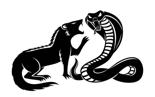 Mongoose Irritado Cobra Ícone Fundo Branco Ilustrações De Stock Royalty-Free