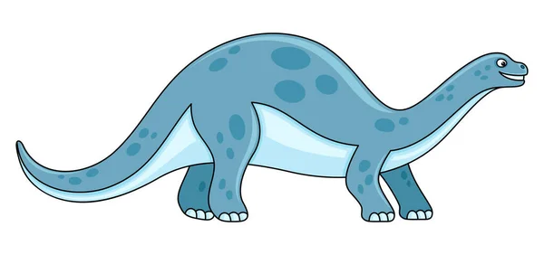 Illustration Cute Blue Dinosaur White Background - Stok Vektor