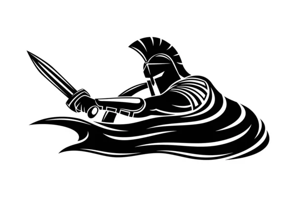Spartan Sword Shield White Background — Stock Vector
