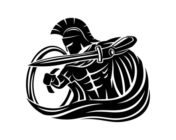 Spartan Σπαθί Και Ασπίδα Λευκό Φόντο Royalty Free Διανύσματα Αρχείου